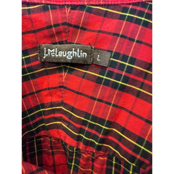 J. McLaughlin Mens Red Tartan Plaid Button Down Shirt 100% Cotton Large L - Picture 3 of 9